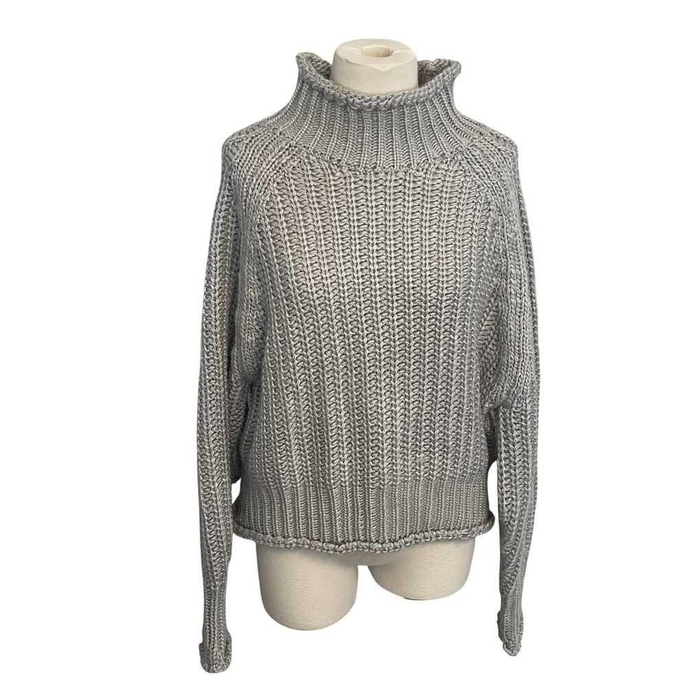 Jacquie The Label Womens Gray Turtleneck Knit Pullover Sweater Medium